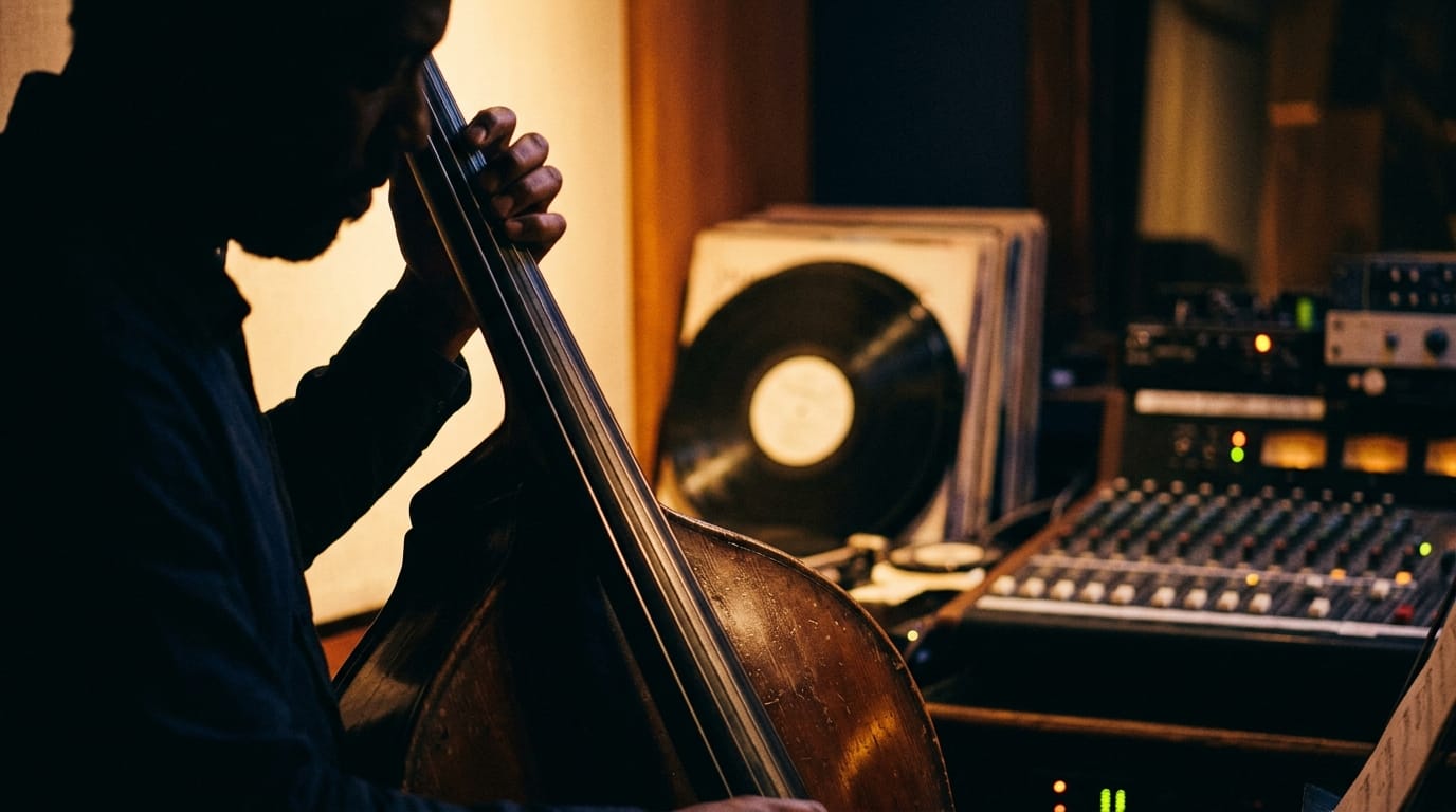 Early acoustic recording equipment with large horn and wax cylinder apparatus