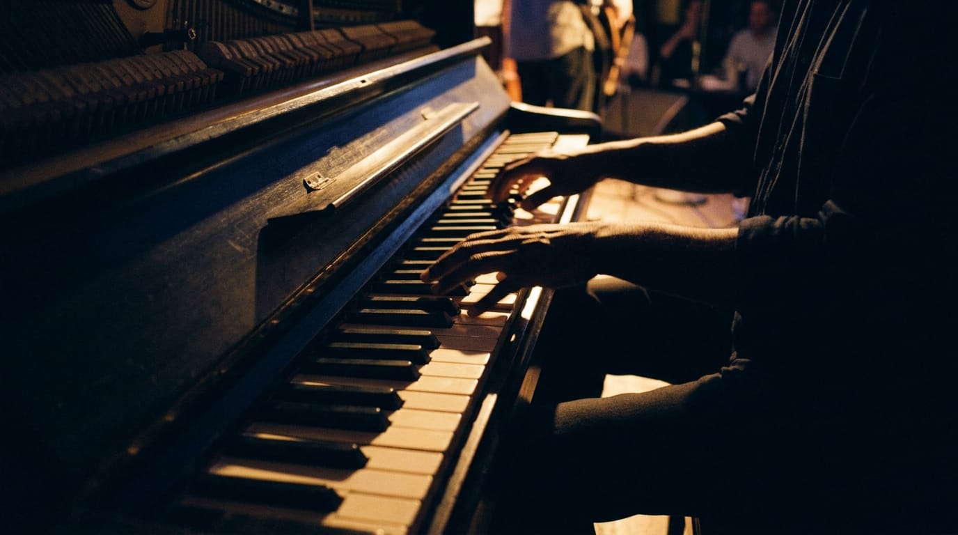 Piano strings viewed from inside a concert grand piano