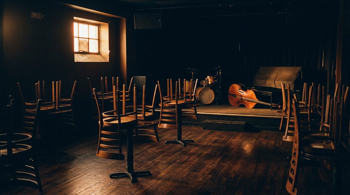 empty jazz club at dawn