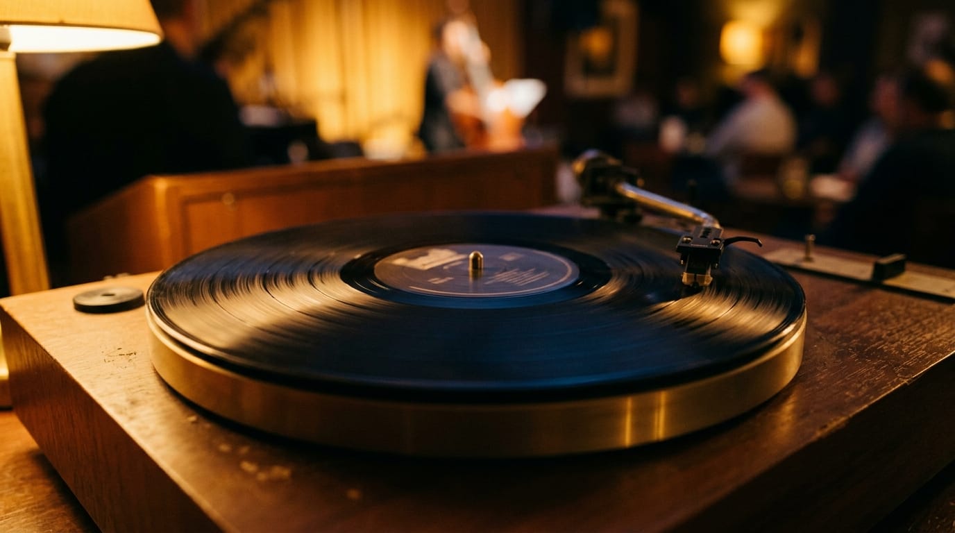 vinyl record spinning on turntable